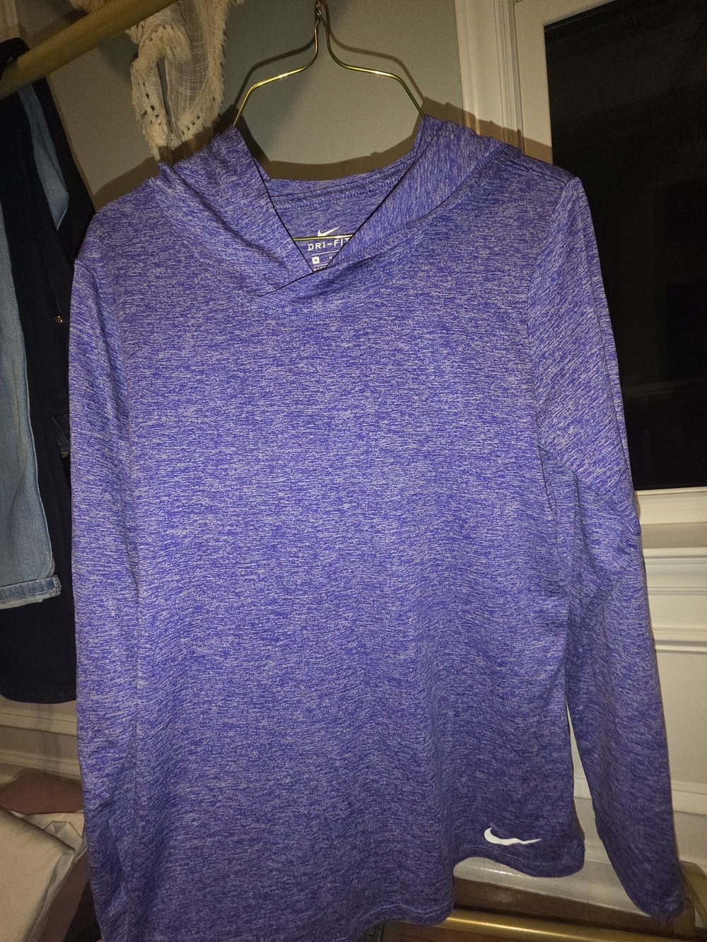 Nike Purple Heather Long Sleeve Hooded Performance Top